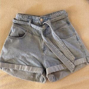 Zara Blue Jean Shorts High-Waisted Relaxed Fit